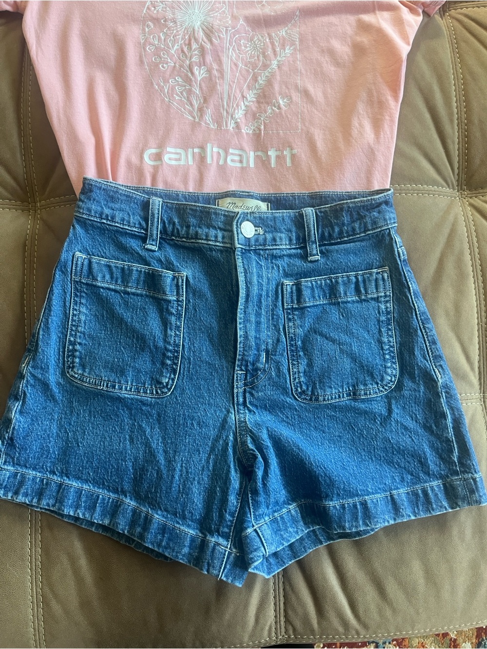 Madewell High-Waist Blue Denim Patch-Pocket Shorts